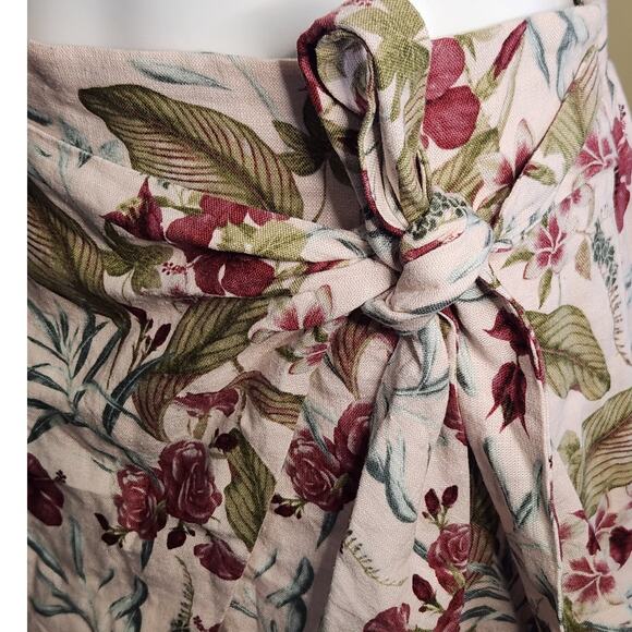 Maison d'Amelie Paris Linen tropical pink wrap mini skirt M‎ - Picture 3 of 7